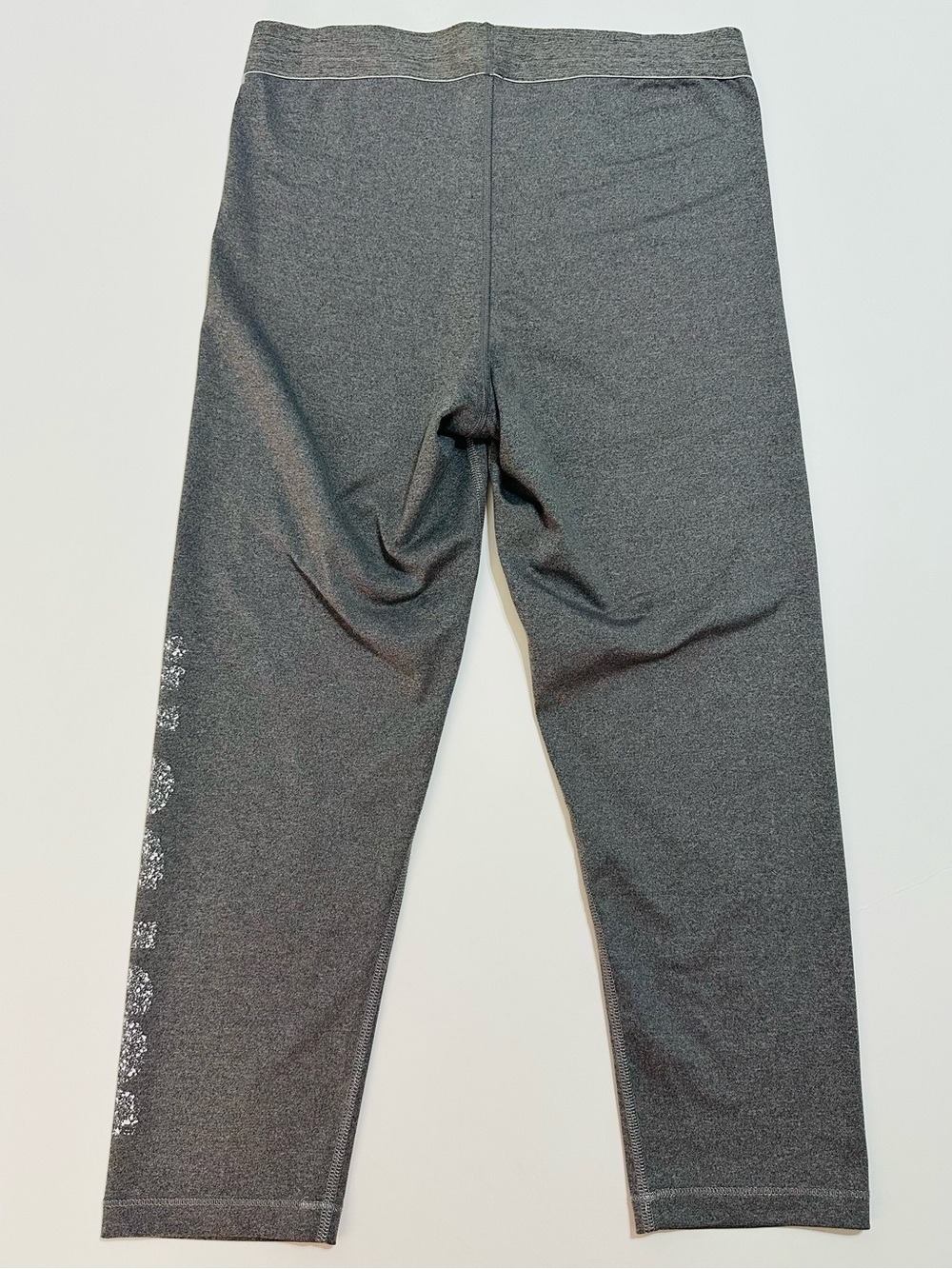 NIKE PRO DRI FIT CAPRI LEGGINGS WOMENS LARGE GRAY JUST DO IT GRAPHIC ACTIVEWEAR - Picture 3 of 11